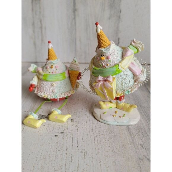 Ice cream snowman couple sets cute pair xmas figure - Picture 1 of 9
